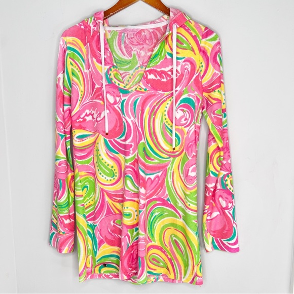 Lilly Pulitzer Tops - Lilly Pulitzer Terry Cloth Swim Suit Cover Up Pullover Top Pink Flamingo S